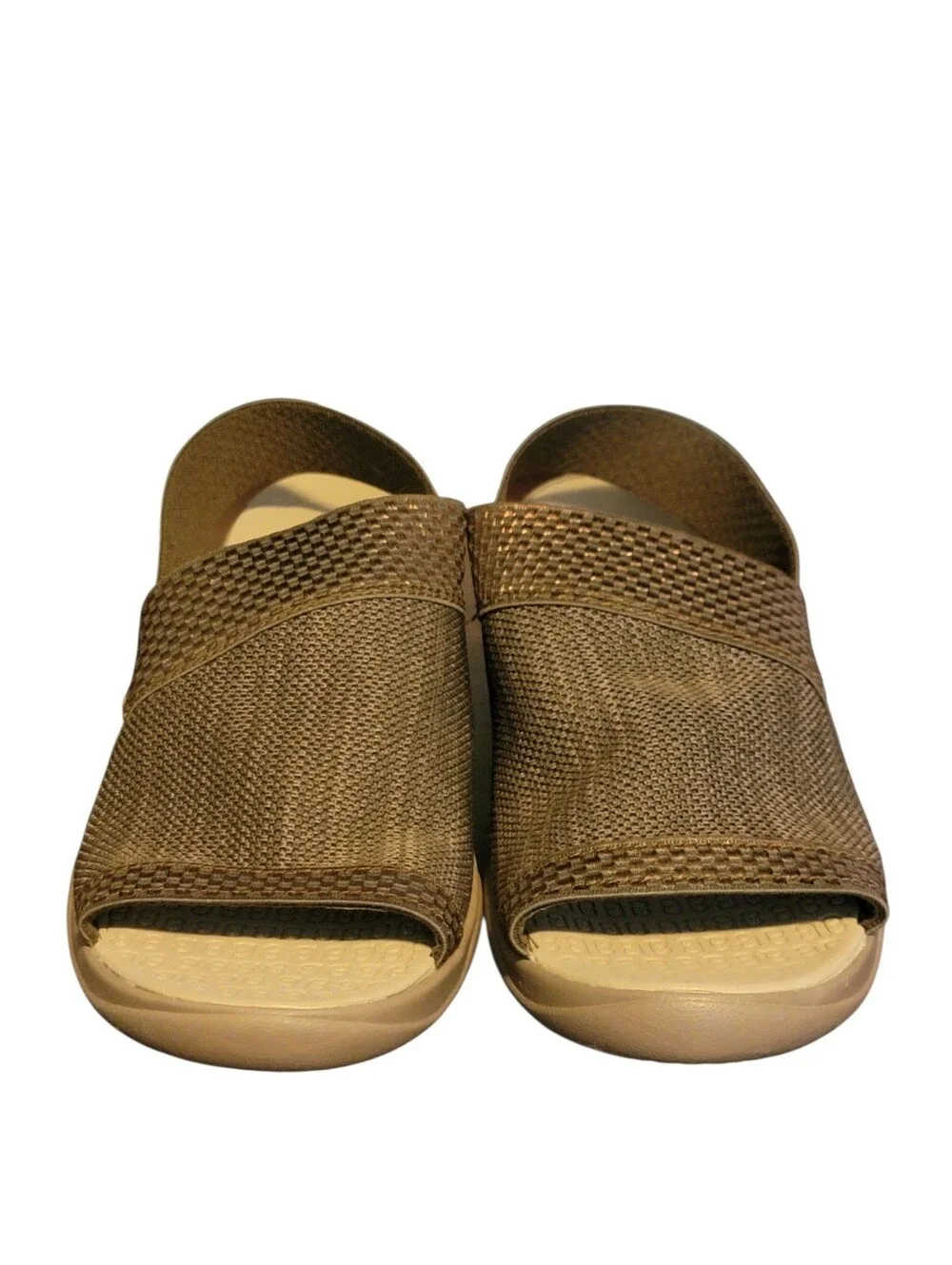 BZEES Molly Comfort Sandals Slingback Open Toe Summer Shoes Neutral Chic 9 Wide